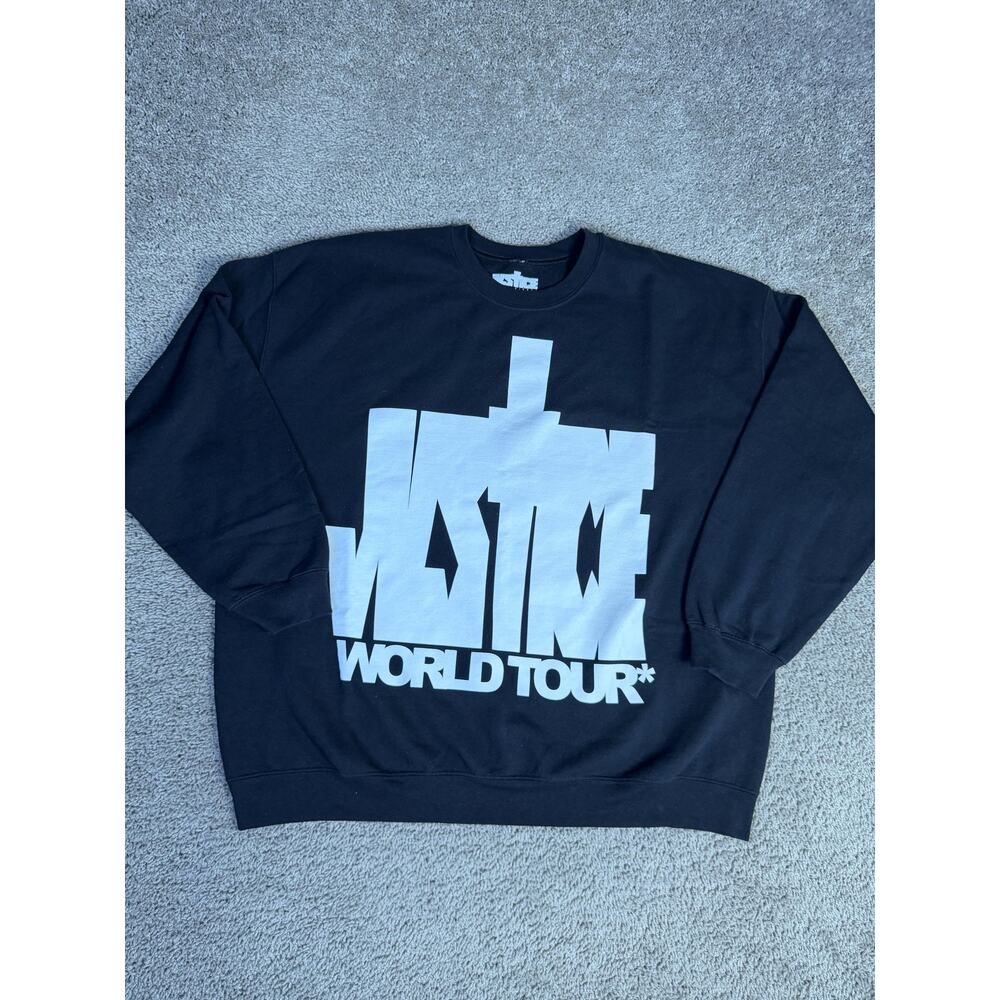 Justin Bieber Sweatshirt Mens 2XL Black Justice World Tour Graphic Logo